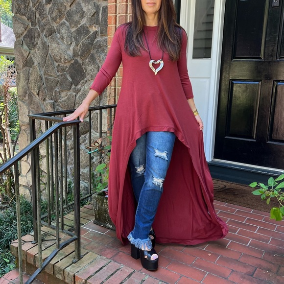 45 Boho high low Rust fabulous tunic dress - Picture 2 of 6